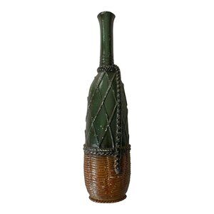 Sexton Mid Century Modern Metal Wine Bottle Wall Art Green Brown MCM